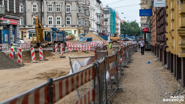 Przebudowa ulicy Jagiellońskiej. Fot. Weronika Łyczywek [Radio Szczecin] Widać pierwsze efekty przebudowy Jagiellońskiej [ZDJĘCIA]