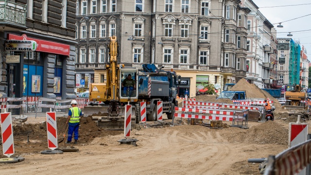 Przebudowa ulicy Jagiellońskiej. Fot. Weronika Łyczywek [Radio Szczecin] Widać pierwsze efekty przebudowy Jagiellońskiej [ZDJĘCIA]