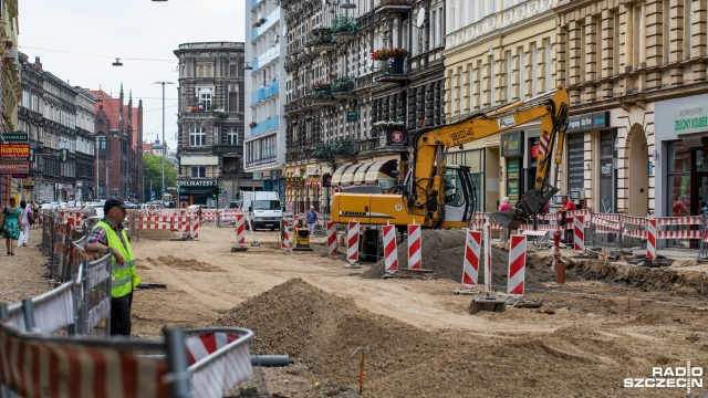 Przebudowa ulicy Jagiellońskiej. Fot. Weronika Łyczywek [Radio Szczecin] Widać pierwsze efekty przebudowy Jagiellońskiej [ZDJĘCIA]