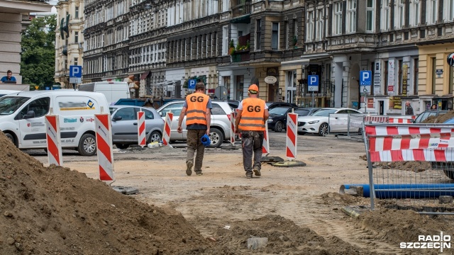 Przebudowa ulicy Jagiellońskiej. Fot. Weronika Łyczywek [Radio Szczecin] Widać pierwsze efekty przebudowy Jagiellońskiej [ZDJĘCIA]