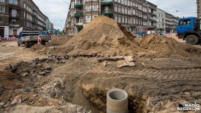 Przebudowa ulicy Jagiellońskiej. Fot. Weronika Łyczywek [Radio Szczecin] Widać pierwsze efekty przebudowy Jagiellońskiej [ZDJĘCIA]