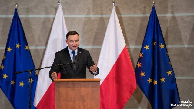 Prezydent Andrzej Duda w Szczecinie. Fot. Weronika Łyczywek [Radio Szczecin] Prezydent RP zwraca uwagę na brak europejskiej solidarności [ZDJĘCIA]