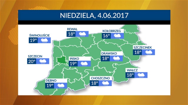 Szczecin ma być najcieplejszym miastem regionu w niedzielę. Temperatury od 16 do 20 stopni Celsjusza. Warto pamiętać dziś o parasolach, bo deszcz dominuje na mapie.