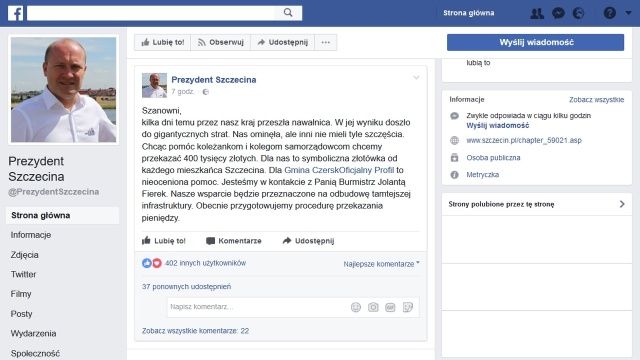Szczecin pomoże gminie poszkodowanej przez nawałnicę, która nawiedziła Pomorze i Kujawy tydzień temu.