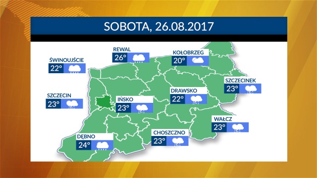 Weekend rozpocznie się od opadów deszczu. Temperatura w regionie oscylować będzie w granicach 20-26 stopni Celsjusza.