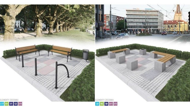 Identyczne ławki, kosze na śmieci, słupki, stojaki rowerowe - jednakowe w całym Szczecinie - urzędnicy właśnie zaprezentowali tak zwany katalog mebli miejskich.