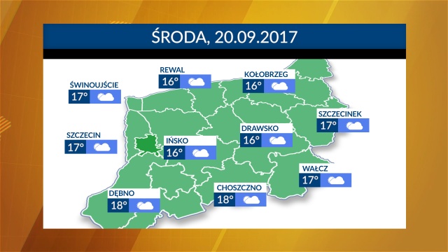 Temperatura w środę w regionie od 16 do 18 stopni. Możliwe przelotne opady deszczu.