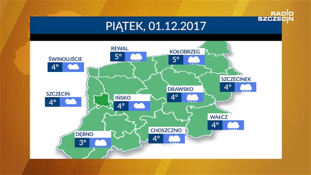 W piątek w Szczecinie i regionie będzie zimno. W ciągu dnia termometry będą wskazywać od 3 do 5 stopni Celsjusza. Miejscami może przelotnie pokropić deszcz.