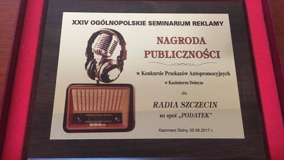 Nagroda publiczności przyznana Radiu Szczecin podczas XXIV Ogólnopolskiego Seminarium Reklamy w Kazimierzu Dolnym. Fot. Katarzyna Nesterowicz [Radio Szczecin]