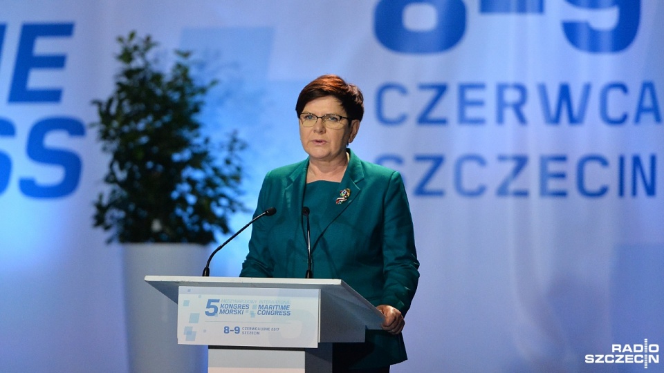 Premier Beata Szydło podczas V Międzynarodowego Kongresu Morskiego w Szczecinie. Fot. Łukasz Szełemej [Radio Szczecin]