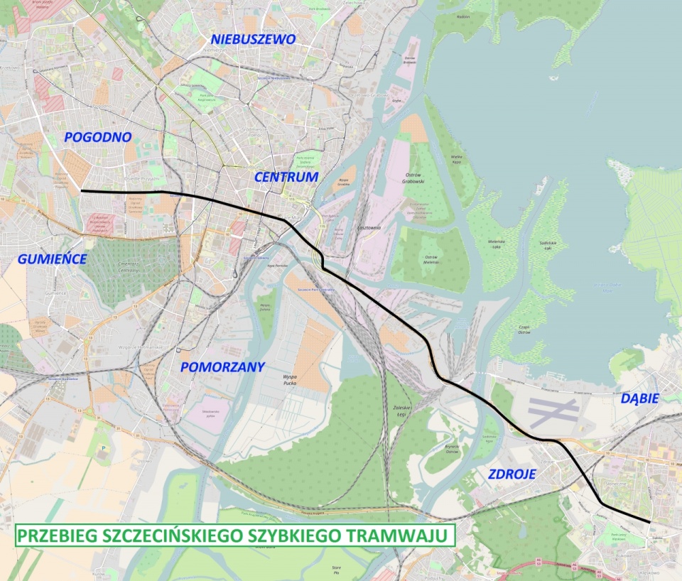 SST - PRZEBIEG TRASY DO DERDOWSKIEGO. Mat. UM Szczecin