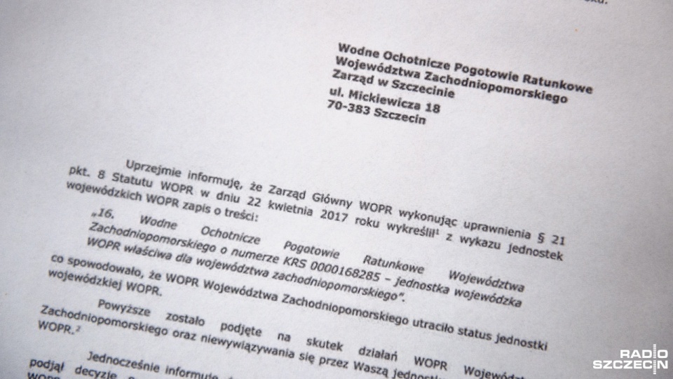 Zachodniopomorskie Wodne Ochotnicze Pogotowie Ratunkowe wyłączone ze struktur krajowych - poinformował zarząd główny instytucji. Fot. Olaf Nowicki [Radio Szczecin]