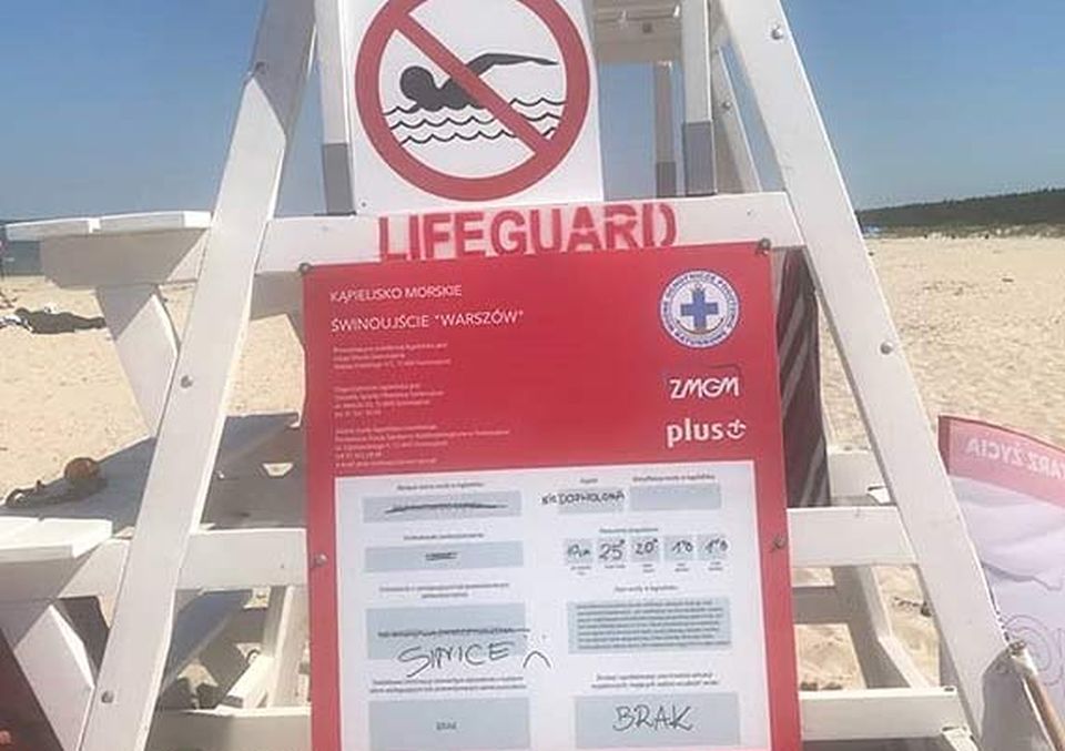 Wciąż obowiązuje zakaz kąpieli na plaży w Świnoujściu - Warszowie.