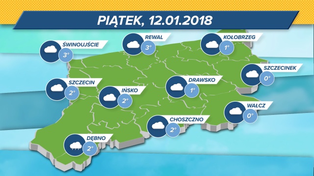 Piątek zapowiada się pochmurny i chłodny. W ciągu dnia termometry w regionie będą wskazywać od 0 do 3 stopni Celsjusza. Tylko miejscami możliwe są przelotne opady deszczu.