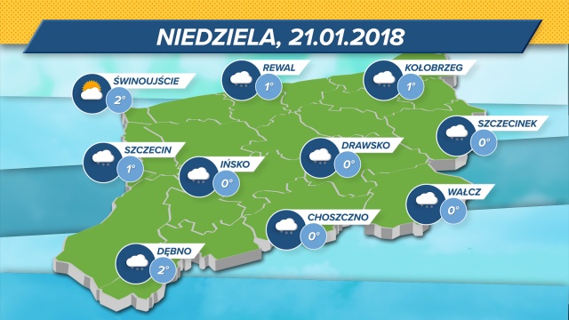Niedziela w regionie zapowiada się chłodna i z przelotnymi opadami deszczu oraz deszczu ze śniegiem. W ciągu dnia termometry będą wskazywać od 0 do 2 stopni Celsjusza. Będzie pochmurno, ale lokalnie możliwe są przejaśnienia.