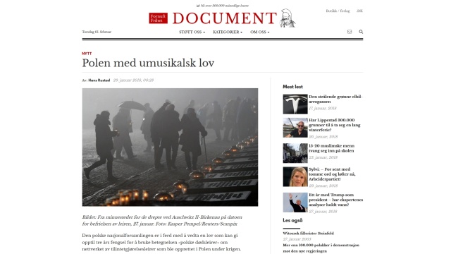 Współpraca Polaków z nazistami podczas Holokaustu jest faktem - tak pisze norweski portal, a polska ambasada w RP odpowiada: to dalekie od faktów historycznych.