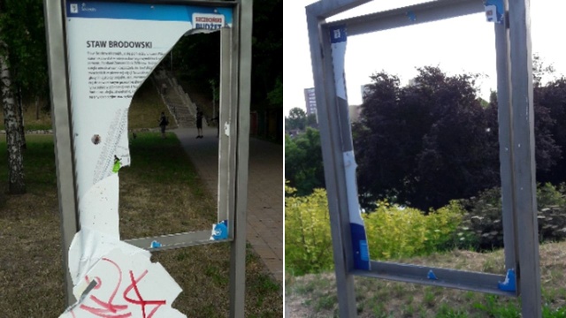 Zakład Usług Komunalnych przegrywa z wandalami przy Stawie Brodowskim w Szczecinie. Po raz kolejny zniszczono tam tablice informacyjne.