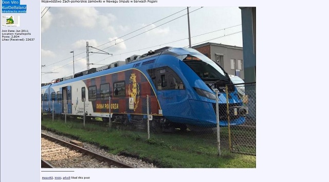 Pociąg w barwach Pogoni i z hasłem Duma Pomorza wyjedzie na zachodniopomorskie tory.