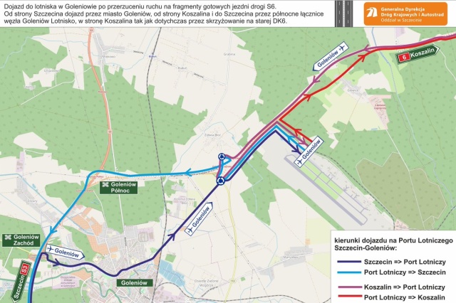 Wykonawca prac na budowie pierwszego odcinka trasy S6 zmienił - zapowiadaną już wcześniej - organizację ruchu i trasę przejazdu w kierunku goleniowskiego lotniska.