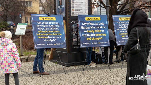 Wytknęli absurdalne decyzje podejmowane przez Unię Europejską. Działacze partii Wolność zaprotestowali przeciwko nich w środę po południu na Placu Grunwaldzkim w Szczecinie.