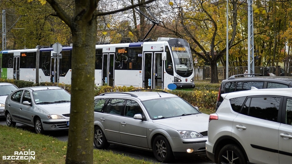 W pobliżu jezdni przyległej do Cmentarza Centralnego trwa już handel kwiatami i zniczami. Nie można tam parkować. Fot. Łukasz Szełemej [Radio Szczecin]