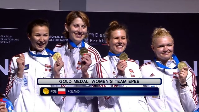Polskie szpadzistki w składzie: Ewa Trzebińska, Renata Knapik-Miazga, Aleksandra Zamachowska, Magdalena Piekarska zdobyły w sobotę mistrzostwo Europy w szermierce.