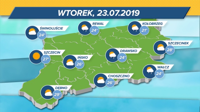 W niektórych częściach regionu może zagrzmieć, ale temperatury wysokie. Najchłodniej nad samym morzem, a od środy już co najmniej 30 stopni Celsjusza.