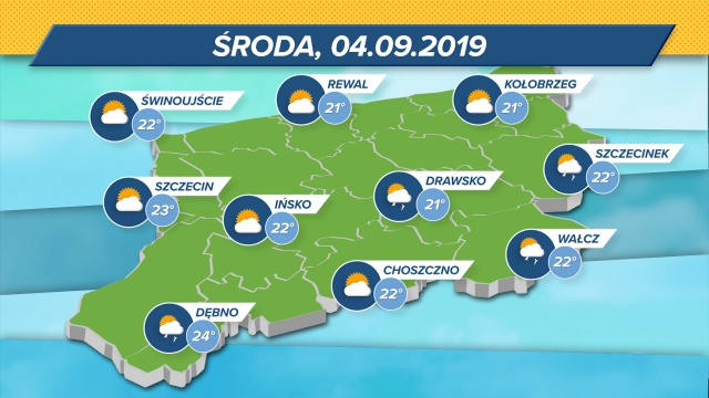 Środa słoneczna, jedynie na południu regionu burza. W weekend niestety zapowiada się nam dużo deszczu.