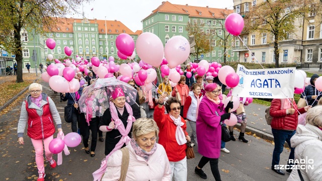 Marsz Różowej Wstążki przeszedł ulicami Szczecina - z placu przed Urzędem Miasta Szczecin na Plac Solidarności.