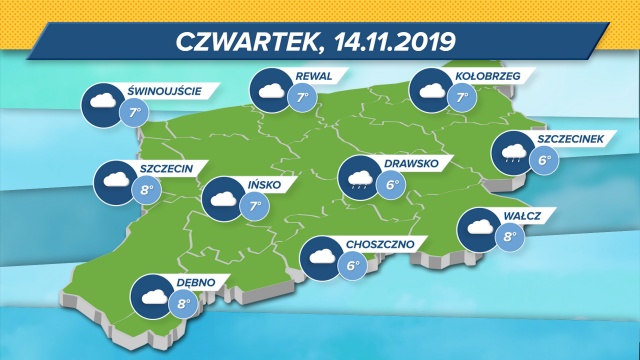 Nad regionem spore zachmurzenie i możliwe przelotne opady deszczu. Temperatury w Zachodniopomorskiem wyniosą od 6 do 8 stopni Celsjusza.