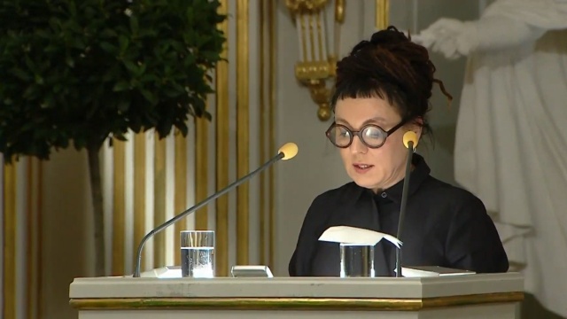 Olga Tokarczuk, laureatka Literackiej Nagrody Nobla za 2018 rok, wygłosiła w Sztokholmie wykład noblowski.