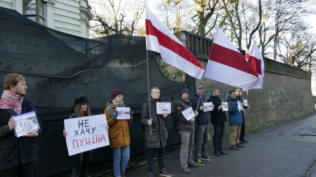 Nie chcą, by przyłączono ich kraj do Rosji. Białorusini protestowali w niedzielę w Szczecinie.
