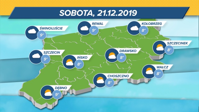 Termometry wskażą w sobotę 8-9 stopni w skali Celsjusza. Padać nie będzie. Niebo raczej bezchmurne, ciśnienie niskie. Wiatr umiarkowany - z południowego wschodu.