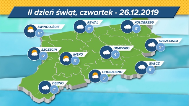 Drugi dzień świąt Bożego Narodzenia na plusie. Część regionu ze słońcem, ale będzie też deszcz. W kolejnych dniach coraz chłodniej.