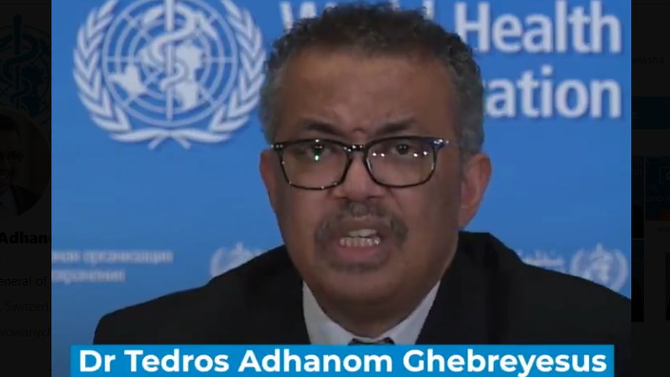 Szef Światowej Organizacji Zdrowia Tedros Adhanom Ghebreyesus. źródło: https://twitter.com/DrTedros