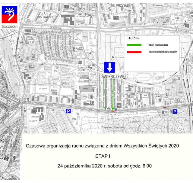 Zmiany w kursowaniu komunikacji miejskiej w Szczecinie - ETAP I. źródło: ZDiTM. Tydzień zmian w kursowaniu komunikacji miejskiej [MAPY]