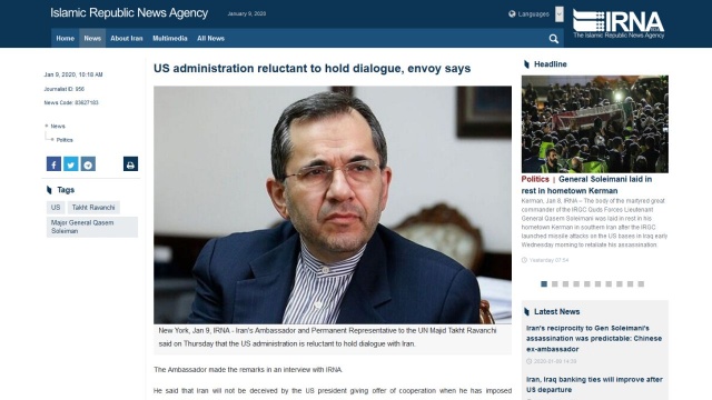 Iran odrzucił ofertę współpracy ze strony Stanów Zjednoczonych. Irański ambasador przy ONZ poinformował, że po zabiciu przez USA generała Ghassema Sulejmaniego Teheran nie widzi możliwości wspólnych działań z Amerykanami.