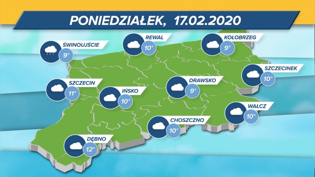 Maksymalne wskazania termometrów w regionie: 9-12 stopni w skali Celsjusza. Wiatr z południa, ciśnienie w normie.