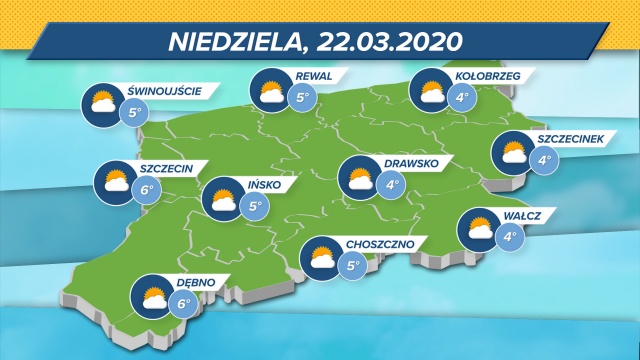 Zapowiada się słoneczna - choć chłodna - niedziela. Termometry w regionie wskażą maksymalnie 4-6 stopni w skali Celsjusza. Wiatr z północy, ciśnienie wysokie.