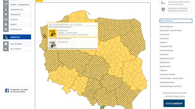Instytut Meteorologii i Gospodarki Wodnej ostrzega przed przymrozkami na terenie niemal całego kraju.