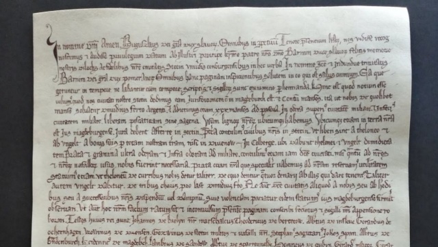 Dokument lokujący Szczecin na prawie magdeburskim, wystawiony został przez księcia Barnima I dnia 3 kwietnia 1243 roku.