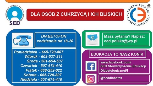 Stowarzyszenie Edukacji Diabetologicznej uruchomiło specjalną infolinię dla osób chorych na cukrzycę. Tak zwany Diabetofon działa od poniedziałku do niedzieli w godz. 18-20.