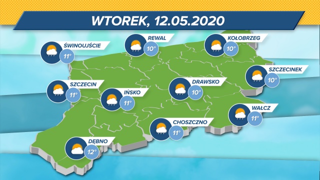 Chłodno i może padać. Maksymalne wskazania termometrów w regionie: 10-12 stopni w skali Celsjusza. Ciśnienie w normie, wiatr z zachodu.