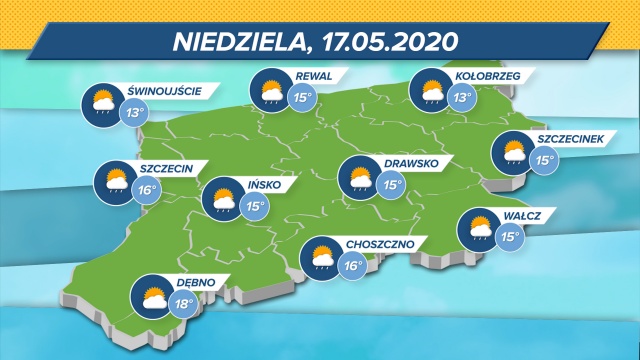 Temperatury w regionie będą utrzymywać się w granicach 13-18 stopni Celsjusza.