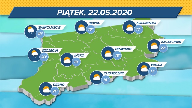Dużo słońca i ciepło. W Szczecinie i Świnoujściu może zagrzmieć. W sobotę spadnie deszcz.
