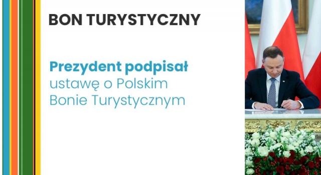 Prezydent Andrzej Duda podpisał ustawę o Polskim Bonie Turystycznym. Poinformowało o tym Ministerstwo Rozwoju na Twitterze.