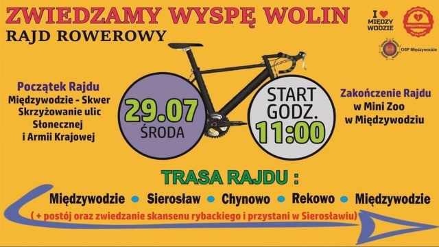 Z Międzywodzia przez Sierosław, Chynowo i Rekowo i z powrotem do Międzywodzia - to trasa rajdu rowerowego, który o godz. 11 wyruszy ze skweru przy Armii Krajowej w Międzywodziu.