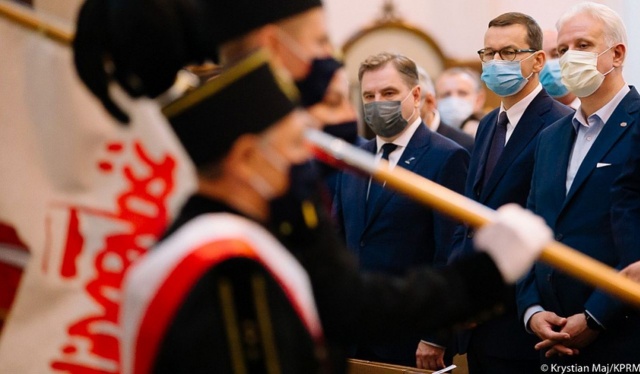 Premier Mateusz Morawiecki uczestniczył w uroczystej Nadzwyczajnej Sesji Walnego Zebrania Delegatów Regionu Śląsko-Dąbrowskiego NSZZ Solidarność w Zabrzu.