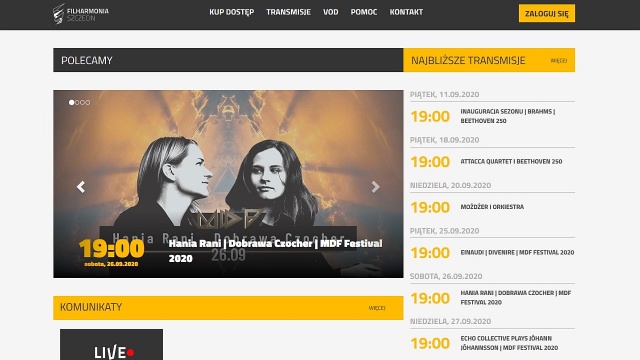 Filharmonia w Szczecinie jeszcze mocniej wchodzi w świat wirtualny. Uruchomiona została specjalna platforma, która umożliwia oglądanie koncertów na żywo.