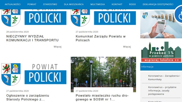 Trzy wydziały Starostwa Powiatowego w Policach przechodzą na tryb zdalny.